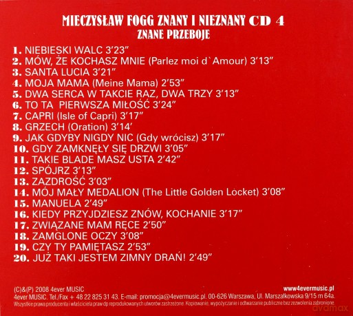 Mieczysław Fogg: Mieczysław Fogg Znany i Nieznany - Znane przeboje (digipack) [CD]