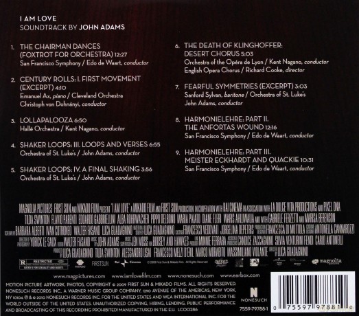 I Am Love soundtrack (Jestem Miłością) (John Adams) [CD]