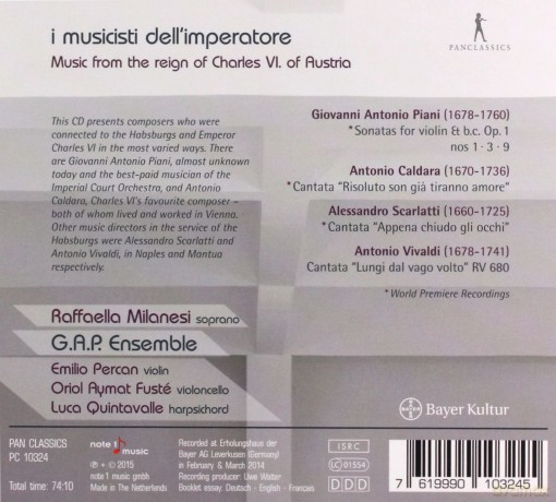 Milanesi - Fuste - - Gap Ensemble: Caldara - Vivaldi - I Musicisti Dell'Imperatore - Music From The Reign Of Charles Vi. Of Austria [CD]