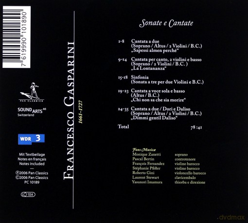 Fons Musicae - Zanetti - Yasunori Imanura: Francesco Gasparini - Sonatas And Cantatas [CD]