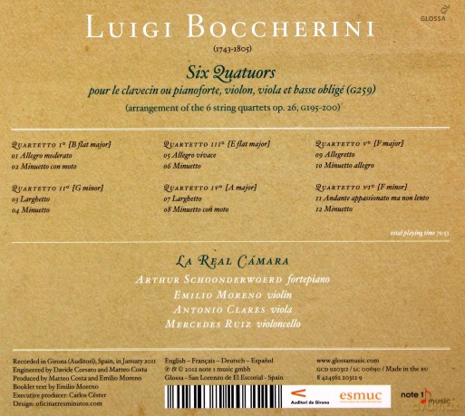 La Real Camara: Luigi Boccherini - Six Quartets For Harpsychord - Cello - Viola And Bass Continuo [CD]