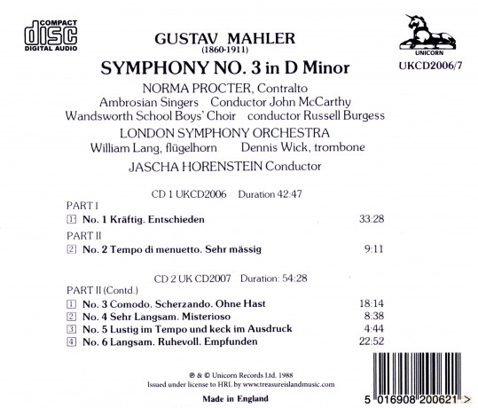 London Symphony Orchestra/Jascha Horenstein: Mahler: Symphony No. 3 [2CD]