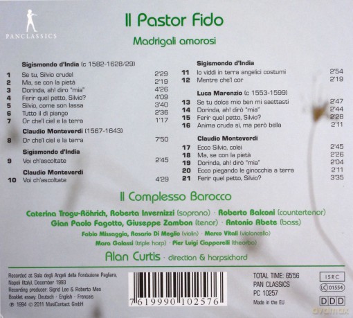 Il Complesso Barocco - Alan Curtis: Monteverdi. D'India - Il Pastor Fido - Madrigali Amorosi [CD]