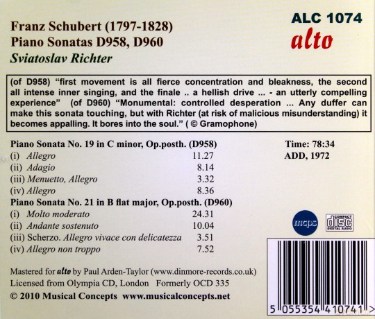 Sviatoslav Richter: Schubert: Pno Sons 19.21 [CD]