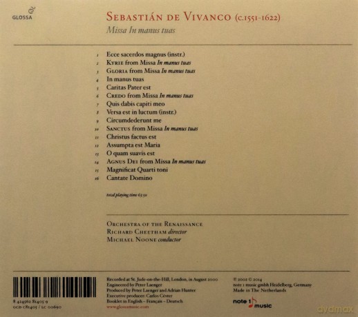 Orchestra Of The Renaissance: Sebastiano Vivanco: Missa In Manus Tuas [CD]