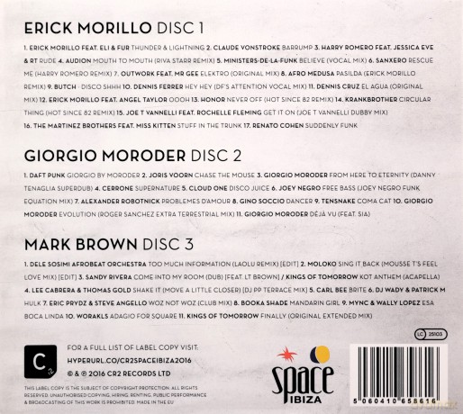 Space Ibiza 1989 - 2016: Mixed By Erick Morillo. Georgio. Moroder And Mark Brown [3CD]