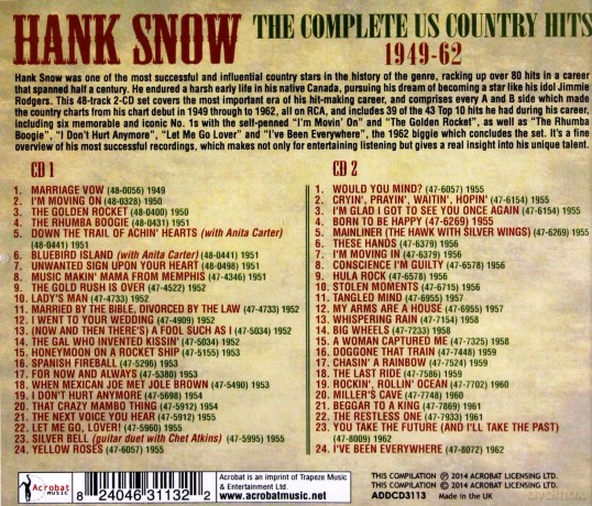Hank Snow: The Complete Us Country Hits 1949-62 [2CD]