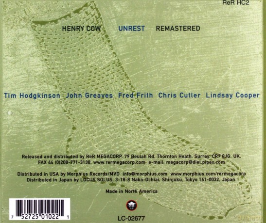 Henry Cow: Unrest [CD]
