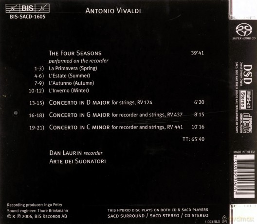 Dan Laurin Arte Dei Suonatori: Vivaldi The Four Seasons [SACD]