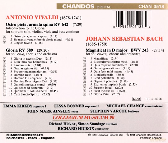 Collegium Musicum 90Hickox: Vivaldibach Gloriamagnificat [CD]