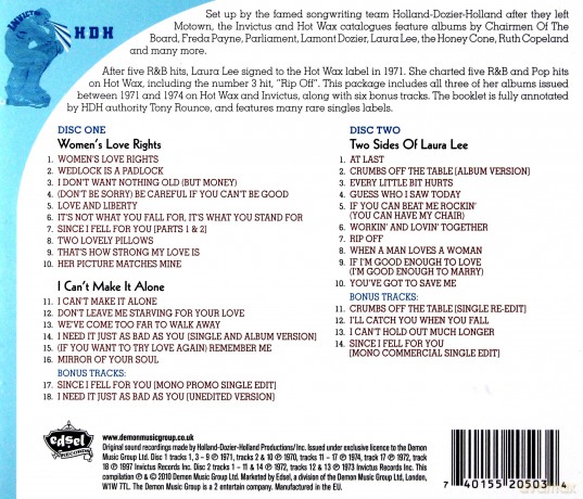 Laura Lee: Woman's Love Rights/Two Sides Of/I Can'T [2CD]