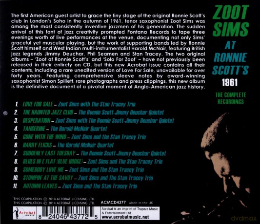 Zoot Sims: Zoot Sims At Ronnie Scott's 1961 [CD]