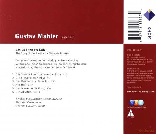 Cyprien Katsaris: Gustav Mahler: Das Lied Von Der Erde [CD]