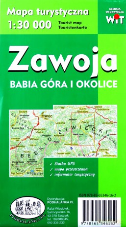 Mapa turystyczna -Zawoja, Babia Góra i okolice