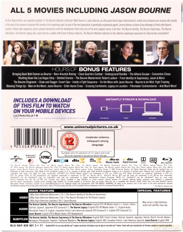 Bourne: The Ultimate 5-Movie Collection (Tożsamość Bourne'a / Krucjata Bourne'a / Ultimatum Bourne'a / Dziedzictwo Bourne'a / Jason Bourne) [5xBlu-Ray]