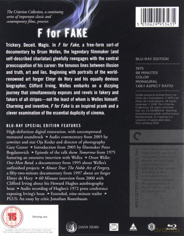 F For Fake (1976) (Criterion Collection) (F jak fałszerstwo) [Blu-Ray]