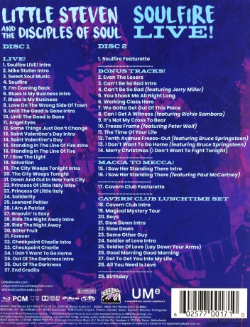 Little Steven The Disciples Of Soul: Soulfire Live! [2xBlu-Ray]