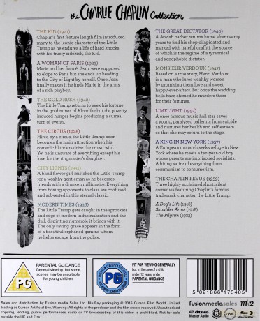 The Charlie Chaplin (Collection) (Brzdąc / Paryżanka / Gorączka złota / Cyrk / Światła wielkiego miasta / Dzisiejsze czasy / Dyktator / Pan Verdoux / Światła rampy / Król w Nowym Jorku / Rewia Chaplina) [11xBlu-Ray]