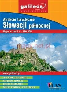 Atrakcje turystyczne Słowacji północnej mapa 1:470000