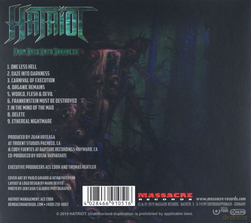 Hatriot: From Days Unto Darkness (digipack) [CD]