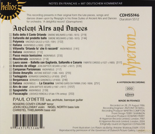 Paul O'Dette: Ancient Airs and Dances [CD]