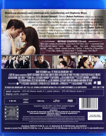 Zmierzch 4: Przed Świtem - Część 1 [Blu-Ray]