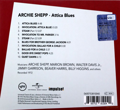 Archie Shepp: Attica Blues [CD]