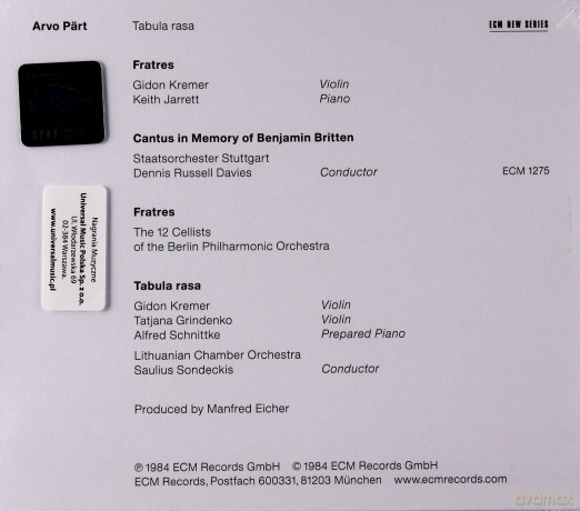 Part Arvo: Tabula Rasa [CD]