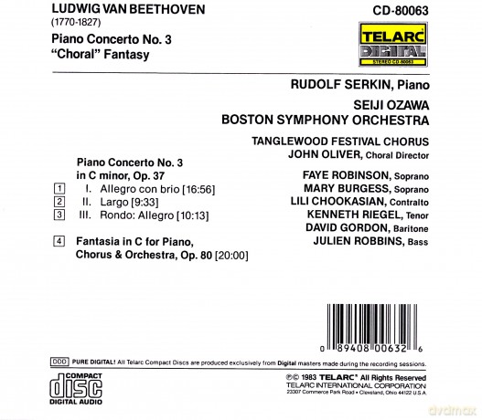 Rudolf Serkin: Beethoven: Piano Concerto no.3: Choral Fantasy [CD]