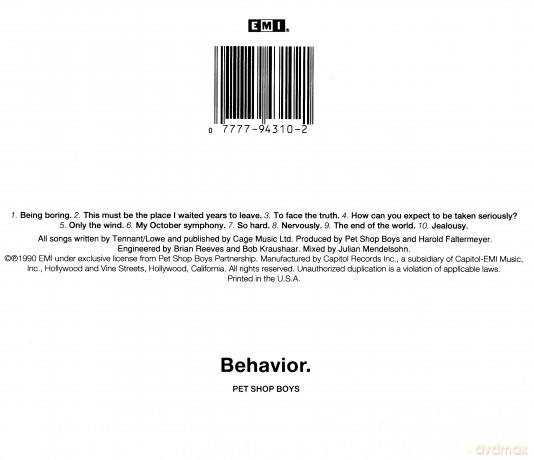 Pet Shop Boys: Behaviour [CD]