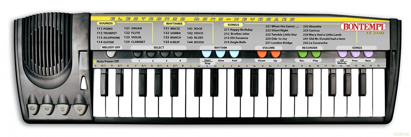 Bontempi 15 3100 - Tastiera Digitale 37 Tasti Mini Polifonia 3 Note, 8 Suoni,8 Ritmi,14 Canzoni Prereg