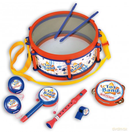 Bontempi 60 2941 - Set: Tamburo, 2 Nacchere, Fischietto, Flauto E Cembalo