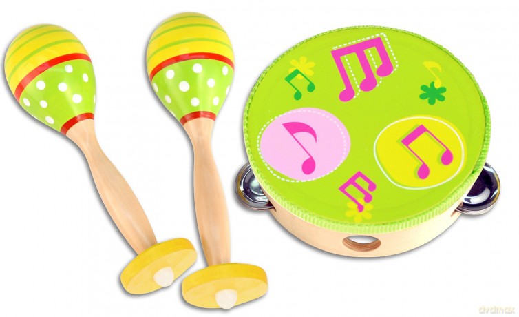 Bontempi 61 0510 Wooden Maracas And Tambourine Mix Instruments