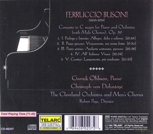 Garrick Ohlsson: Busoni: Piano Concerto [CD]