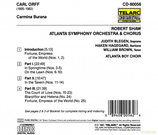 Robert Shaw: Carl Orff: Carmina Burana [CD]