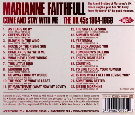 Marianne Faithfull: Come And Stay With Me-Uk 45'S 1964-1969 [CD]