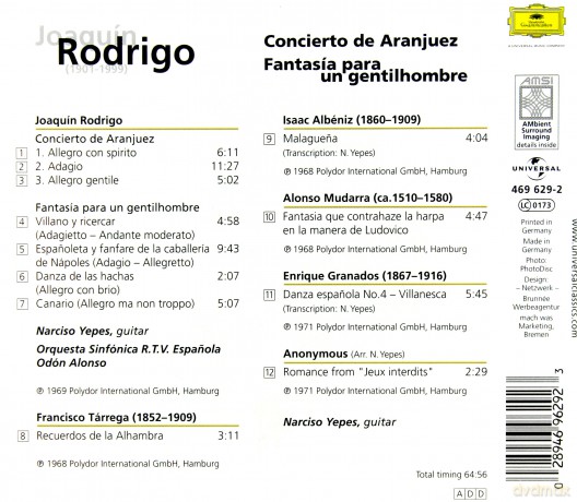 Joaquin Rodrigo: Concierto De Aranjuez - Fantasia [CD]