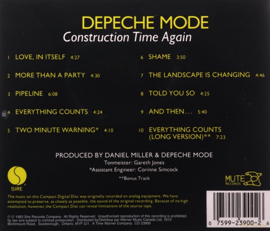 Depeche Mode: Construction Time Again [CD]