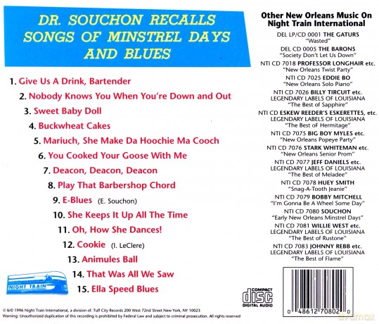 Don Souchon: Early New Orleans Minstre [CD]