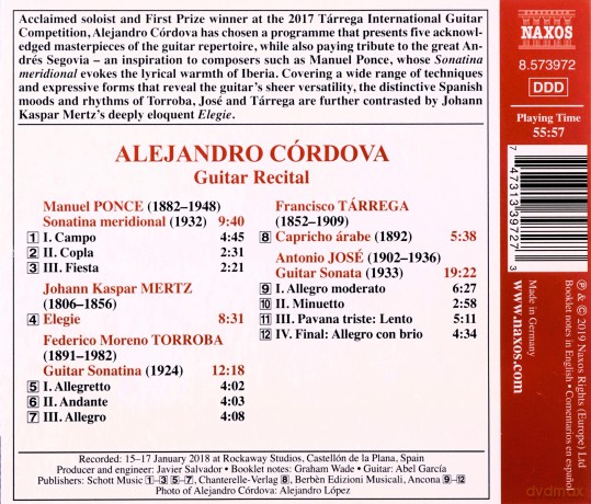 Alejandro Cordova: Alejandro Cordova Guitar Laureate Recital [CD]
