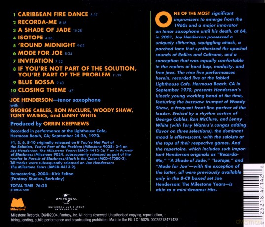 Joe Henderson: At The Lighthouse [CD]