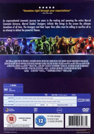 Avengers Infinity War (Avengers: Wojna bez granic) [DVD]