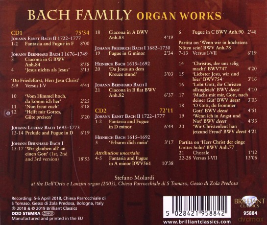 Stefano Molardi: Bach Family: Organ Works [2CD]