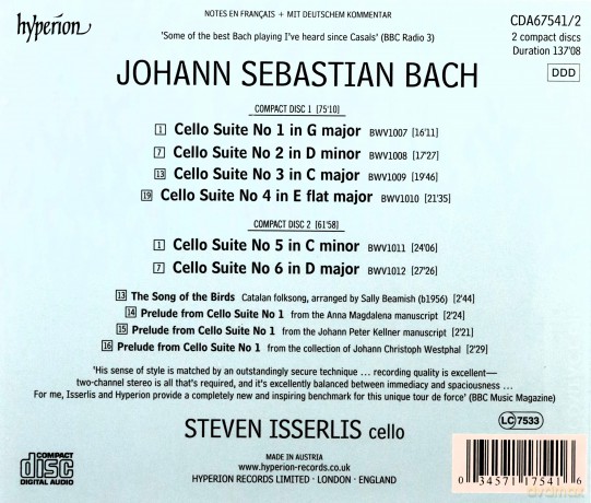 Steven Isserlis: Bachthe Cello Suites [2CD]
