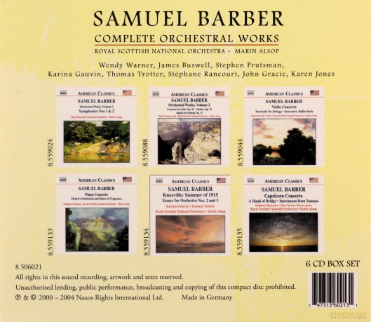 Rsnoalsop: Barbercomplete Orchestral Works [6CD]