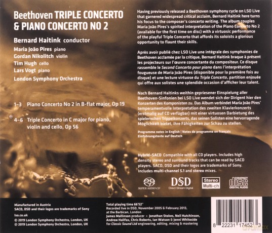 London Symphony Orchestra & Bernard Haitink & Maria Joao Pires & Gordan Nikolitch: Beethoven: Piano Concerto No. 2 & Triple Concerto [SACD / Hybrid]