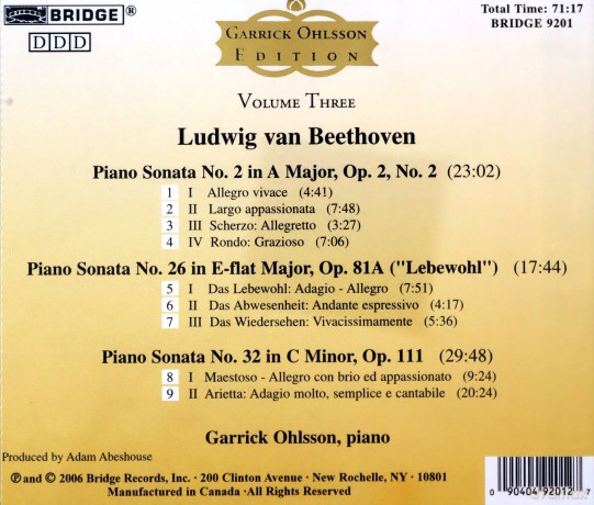 Garrick Ohlsson: Beethovenpiano Sonatas Vol 2 [CD]