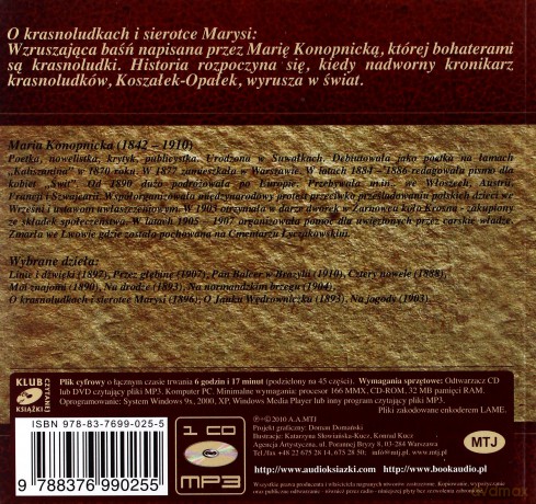 O krasnoludkach i sierotce Marysi - Maria Konopnicka [AUDIOBOOK] [CD]