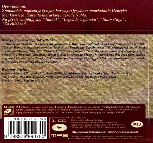 Opowiadania - Henryk Sienkiewicz [AUDIOBOOK] [CD]