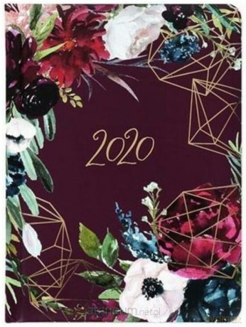 Kalendarz tygodniowy B6 2020 Kwiaty bordo [KALENDARZ]